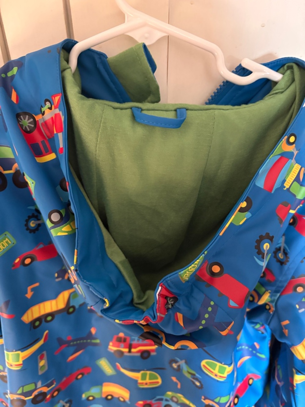 Stephen Joseph Kids' Blue Vehicle Raincoat with Hood - Picture 4 of 7